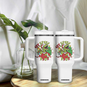 Funny Christmas Dinosaur Lover Gift Tumbler With Handle Trending Six Seven Bruh TS12 Print Your Wear