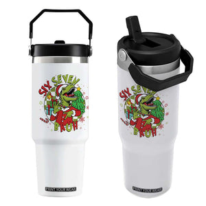 Funny Christmas Dinosaur Lover Gift Flip Straw Tumbler Trending Six Seven Bruh TS12 One Size: 30 oz White Print Your Wear