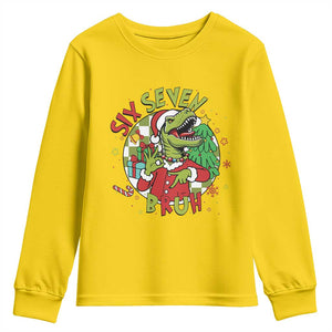 Funny Christmas Dinosaur Lover Gift Youth Sweatshirt Trending Six Seven Bruh TS12 Daisy Print Your Wear