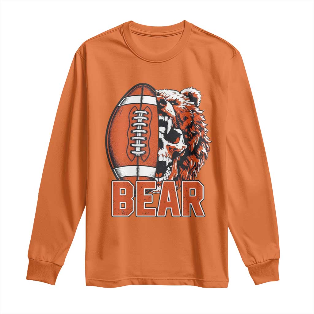 Chicago Football Kings Long Sleeve Shirt Bear Skull Gothic Fan Gift TS12 Orange Print Your Wear