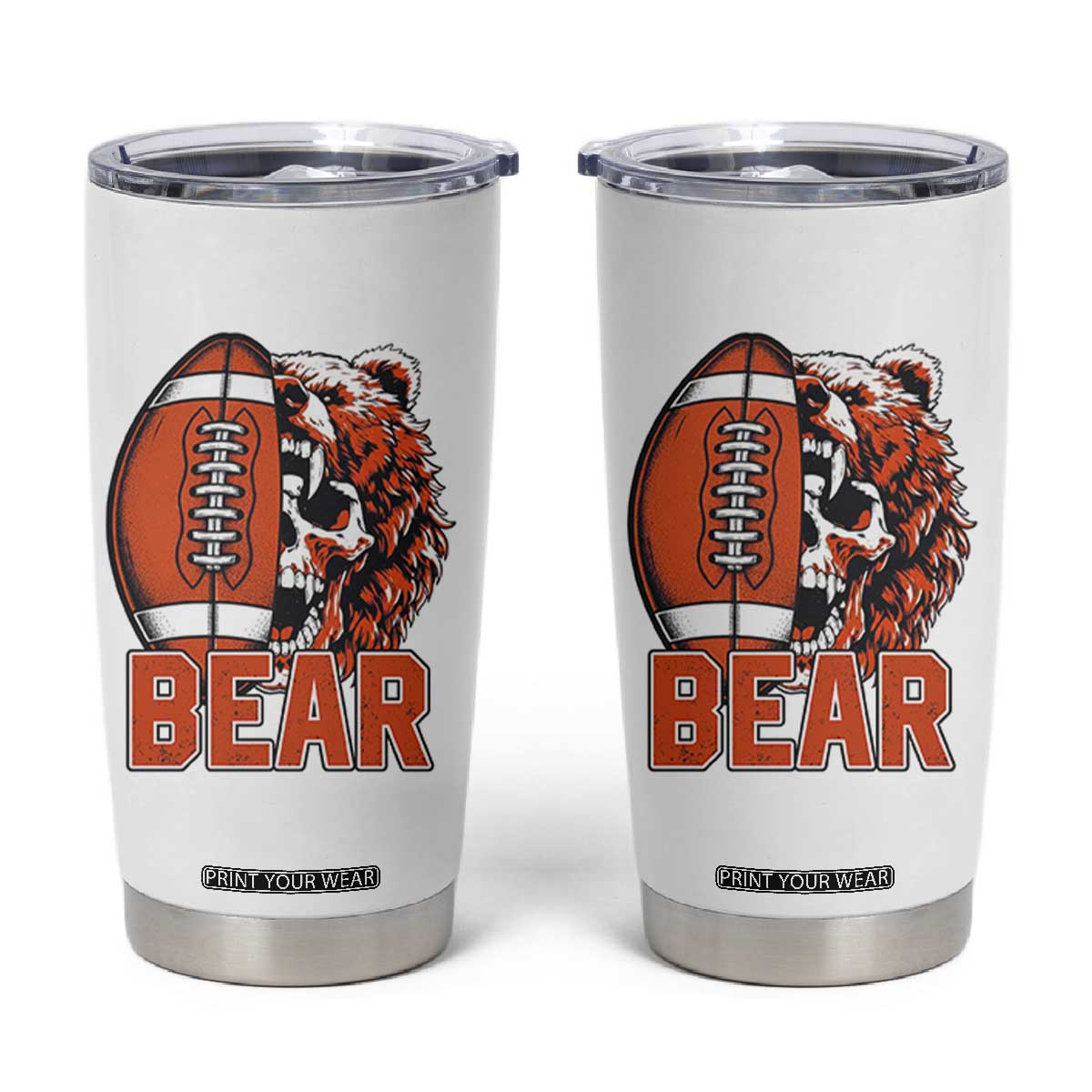 Chicago Football Kings Tumbler Cup Bear Skull Gothic Fan Gift TS12 White Print Your Wear
