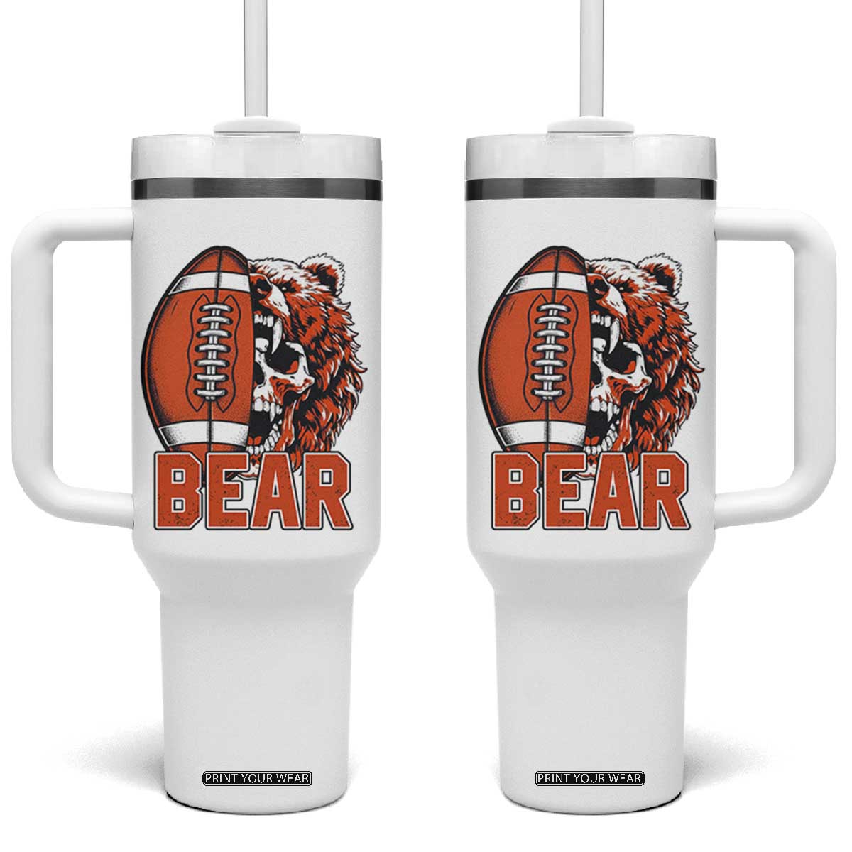 CFB Kings Tumbler With Handle Bear Skull Gothic Fan Gift TS12 One Size: 40 oz White Print Your Wear