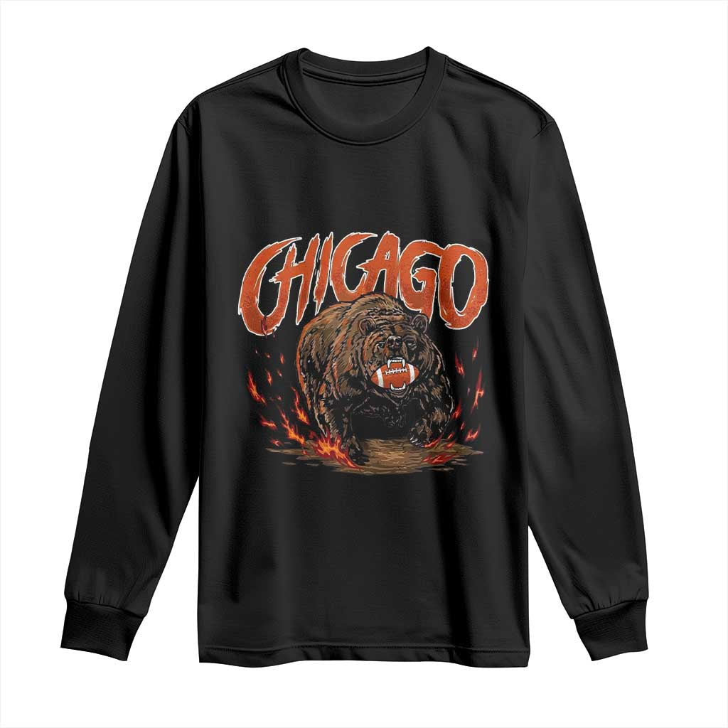 Chicago Football Fan Long Sleeve Shirt Gift For Sports Lovers TS12 Black Print Your Wear