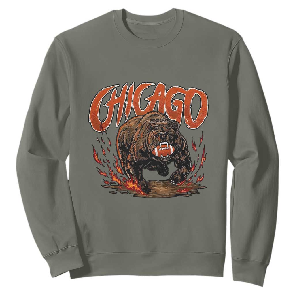 Chicago Football Fan Sweatshirt Gift For Sports Lovers TS12 Military Green Print Your Wear