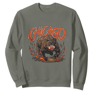 Chicago Football Fan Sweatshirt Gift For Sports Lovers TS12 Military Green Print Your Wear