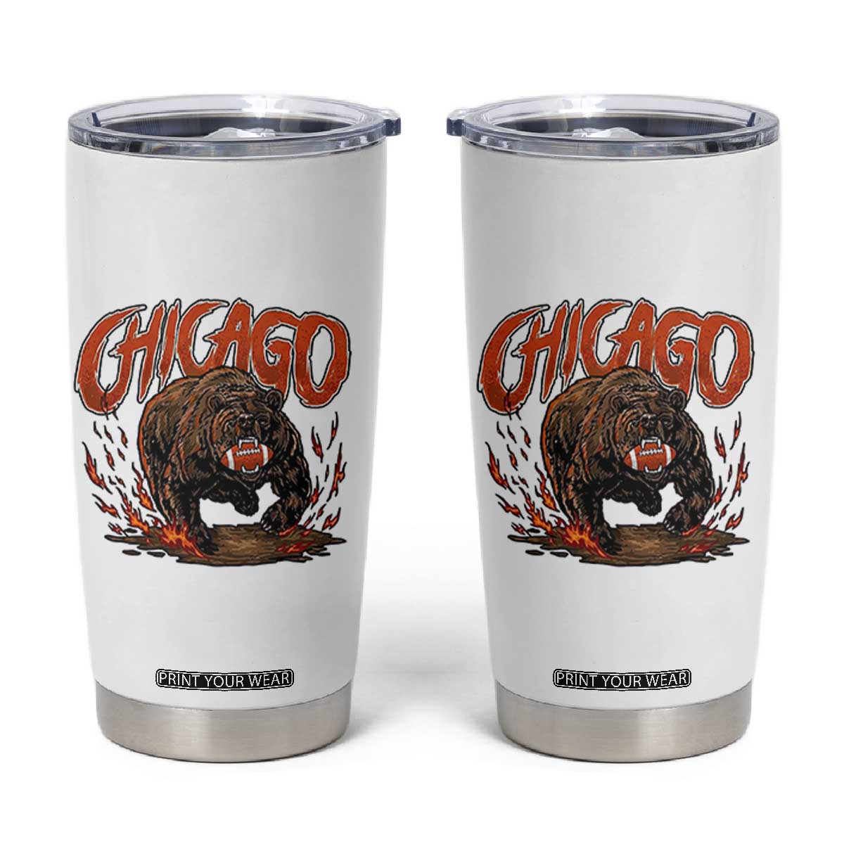 Chicago Football Fan Tumbler Cup Gift For Sports Lovers TS12 White Print Your Wear