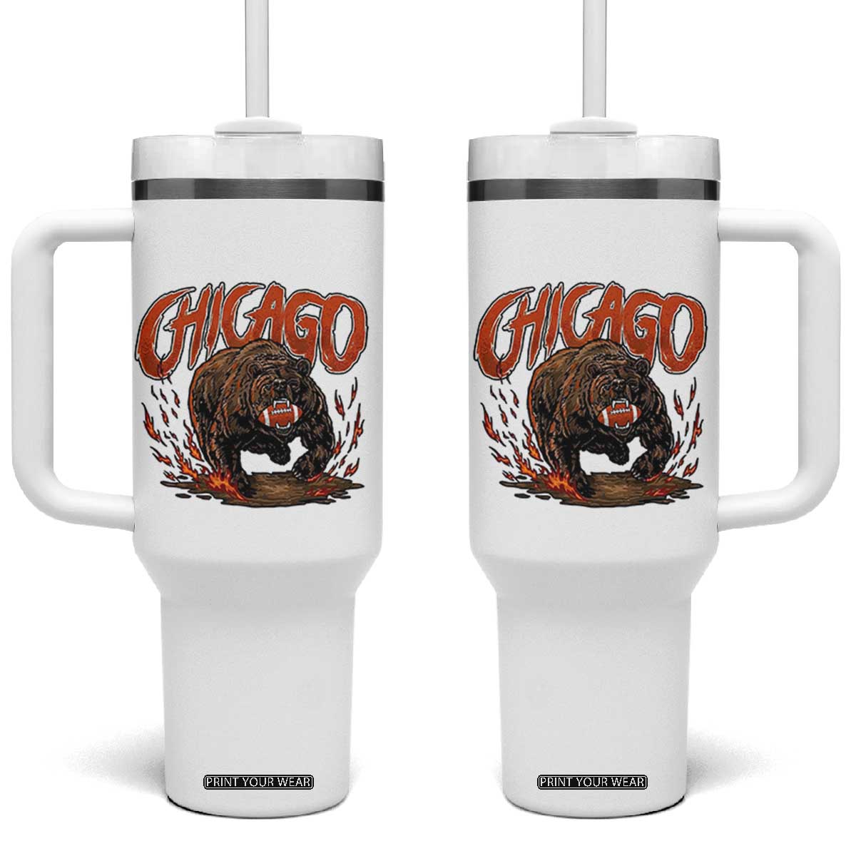 Funny CFBF Tumbler With Handle Gift For Sports Lovers TS12 One Size: 40 oz White Print Your Wear