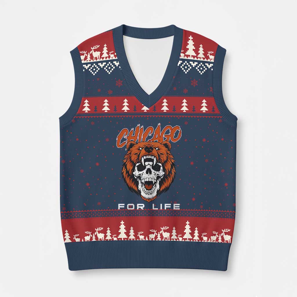 CFB Lover V-Neck Knit Sweater Vest Bear Skull Gothic Fan Gift TS12 Navy Red Print Your Wear