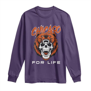Chicago Football Lovers Long Sleeve Shirt Bear Skull Gothic Fan Gift TS12 Purple Print Your Wear