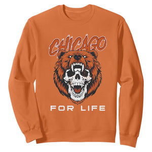 Chicago Football Lovers Sweatshirt Bear Skull Gothic Fan Gift TS12 Orange Print Your Wear