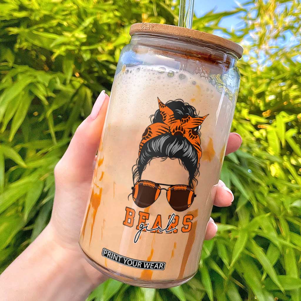 Girl Messy Bun Fan Glass Can CFB Lovers Gift TS12 White Print Your Wear