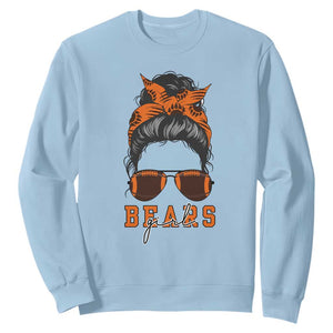 Bears Girl Messy Bun Fan Sweatshirt Chicago Football Lovers Gift TS12 Light Blue Print Your Wear