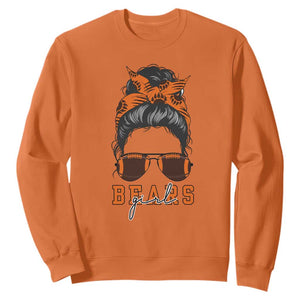 Bears Girl Messy Bun Fan Sweatshirt Chicago Football Lovers Gift TS12 Orange Print Your Wear