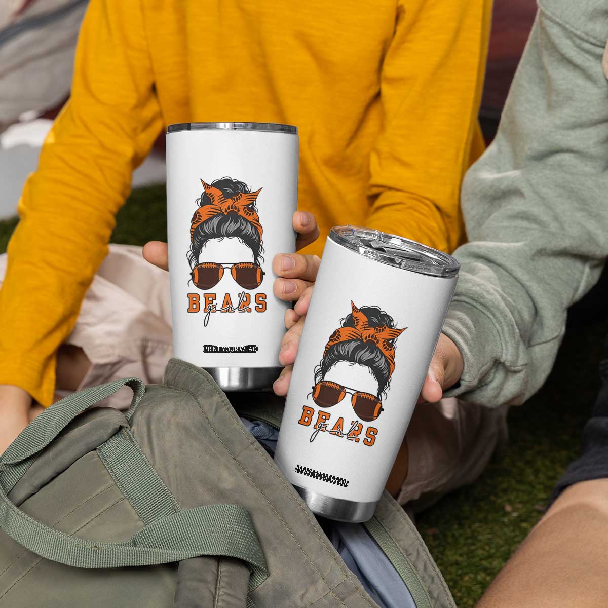 Bears Girl Messy Bun Fan Tumbler Cup Chicago Football Lovers Gift TS12 Print Your Wear