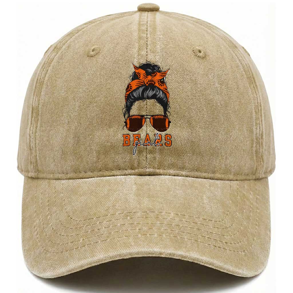 Girl Messy Bun Fan Washed Cotton Baseball Cap CFB Lovers Gift TS12 Print Your Wear