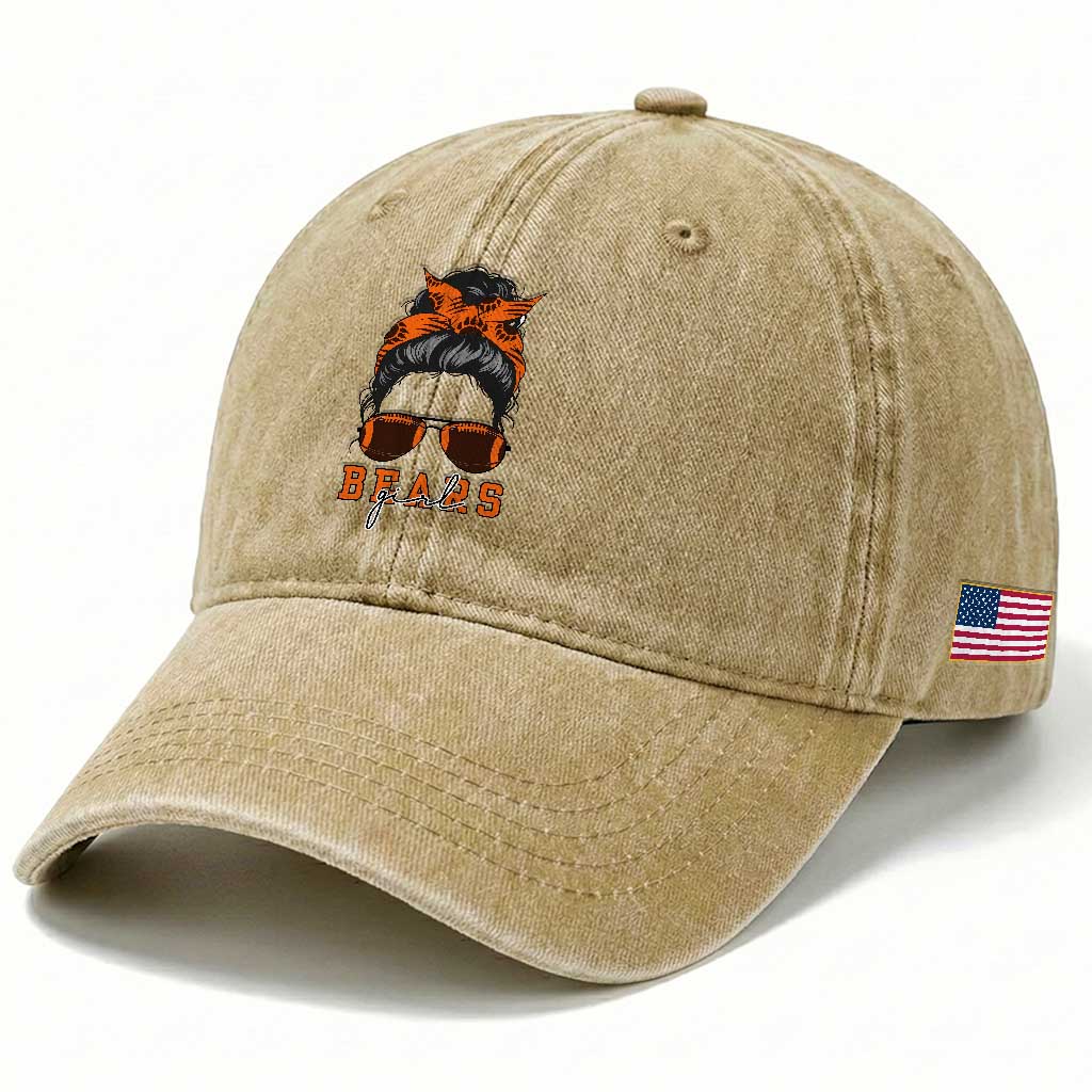 Girl Messy Bun Fan Washed Cotton Baseball Cap CFB Lovers Gift TS12 Print Your Wear