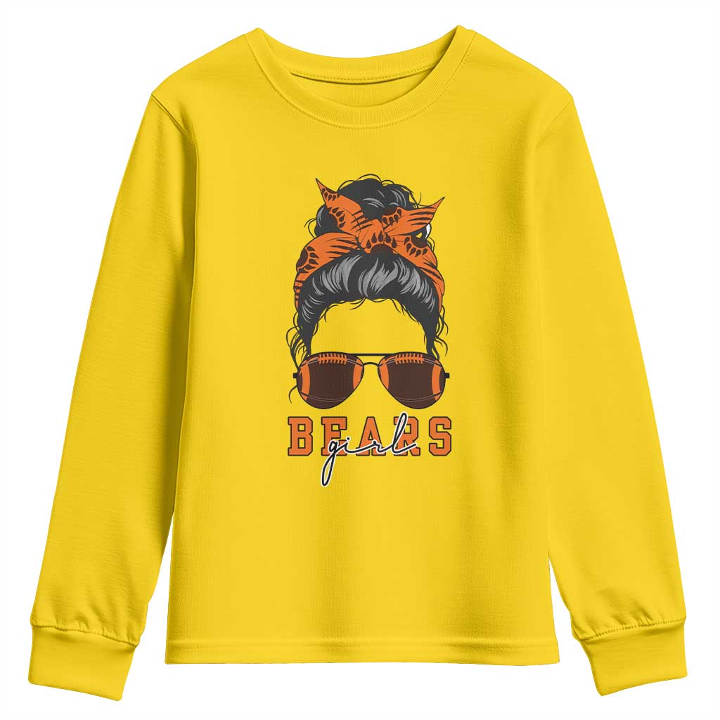 Girl Messy Bun Fan Youth Sweatshirt - CFB College Football Lovers Gift TS12 Daisy Print Your Wear