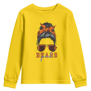 Girl Messy Bun Fan Youth Sweatshirt - CFB College Football Lovers Gift TS12 Daisy Print Your Wear
