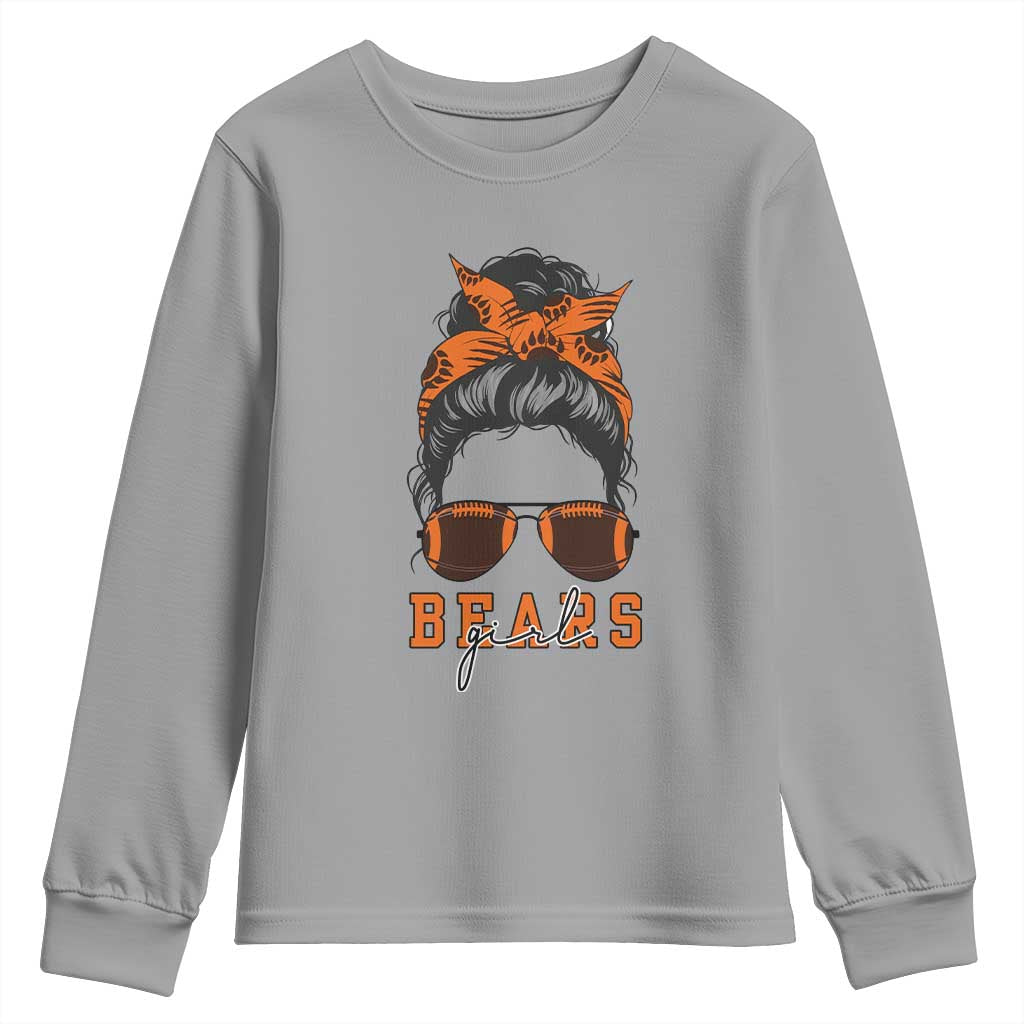 Girl Messy Bun Fan Youth Sweatshirt - CFB College Football Lovers Gift TS12 Sport Gray Print Your Wear