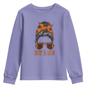 Girl Messy Bun Fan Youth Sweatshirt - CFB College Football Lovers Gift TS12 Violet Print Your Wear