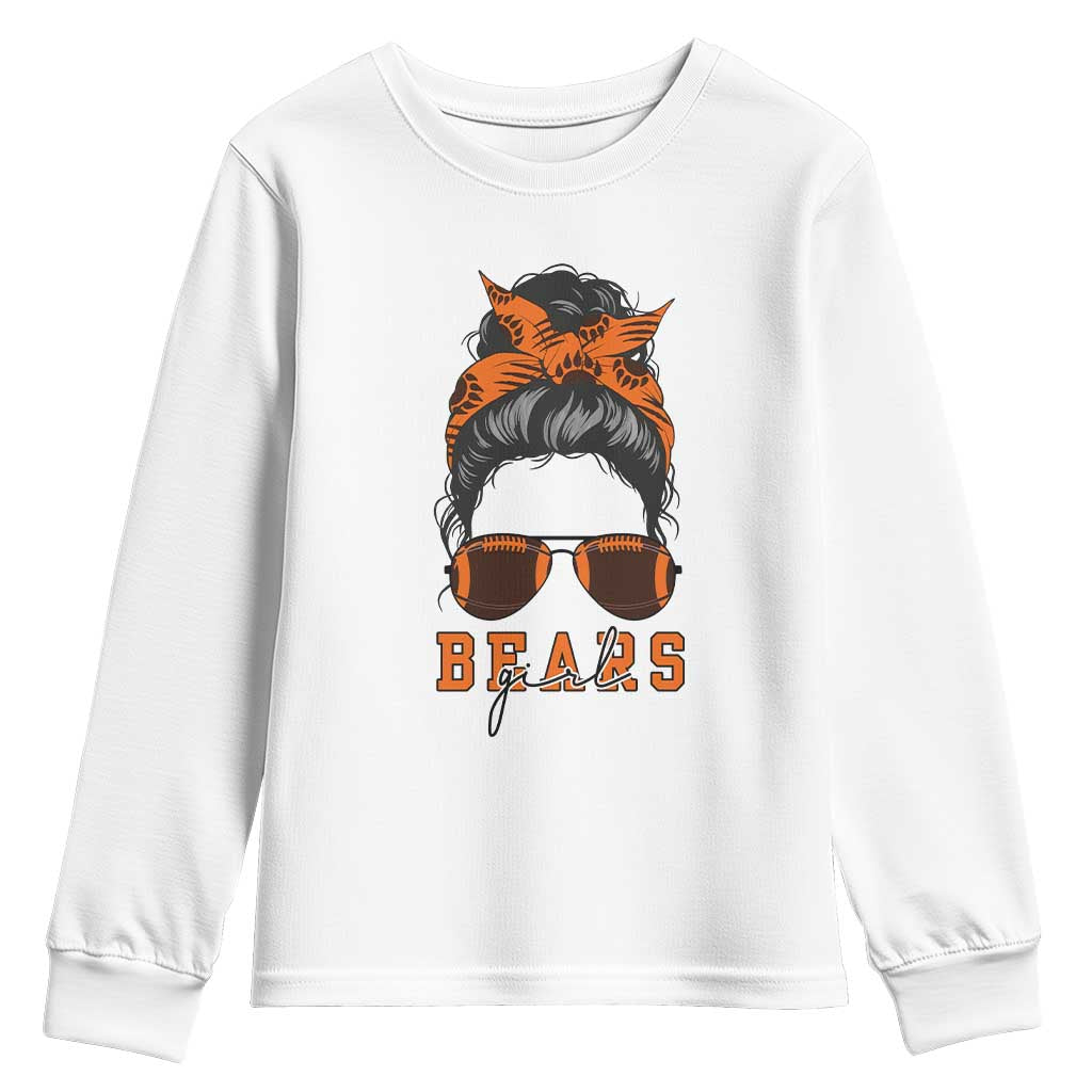 Girl Messy Bun Fan Youth Sweatshirt - CFB College Football Lovers Gift TS12 White Print Your Wear