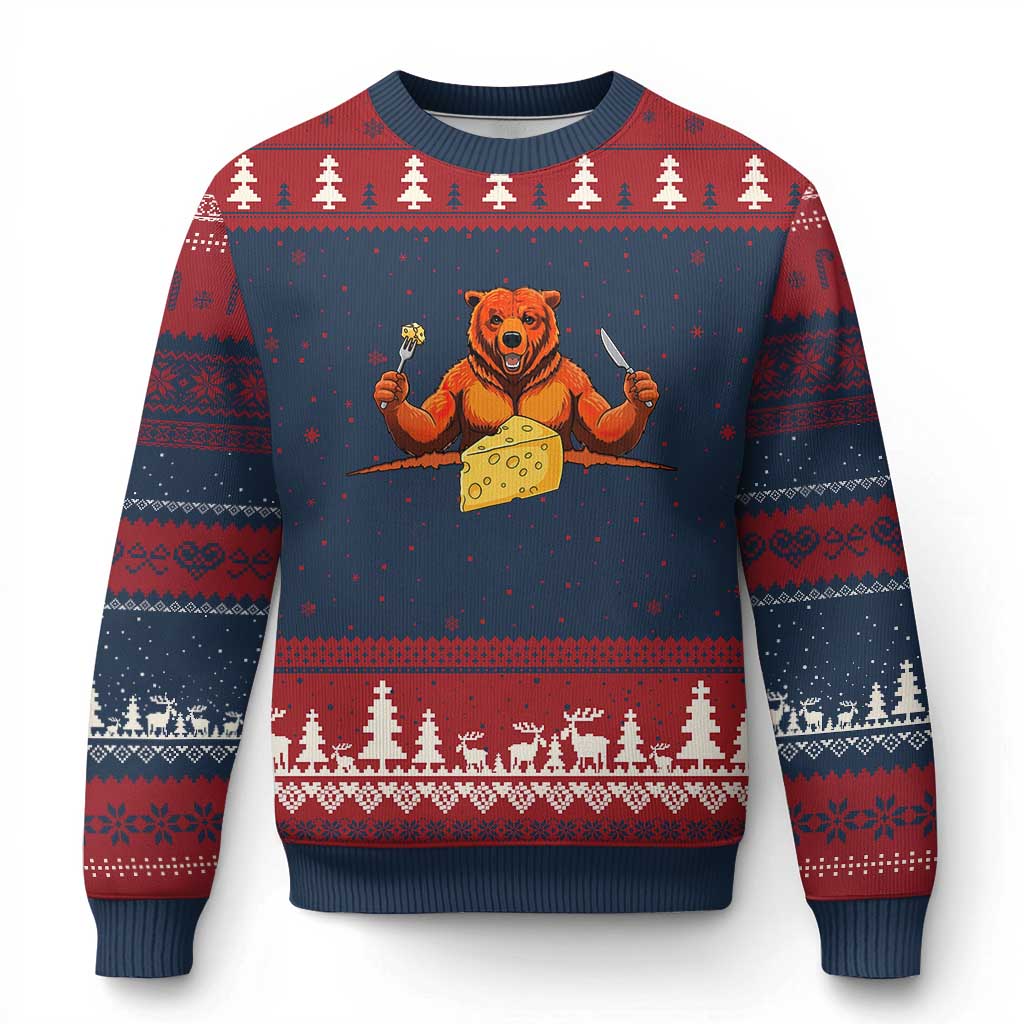 Football Rival Gift Ugly Christmas Sweater Funny Br Eating CHZ TS12 Navy Red Print Your Wear