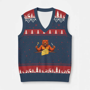 Football Rival Gift V-Neck Knit Sweater Vest Funny Br Eating CHZ TS12 Navy Red Print Your Wear