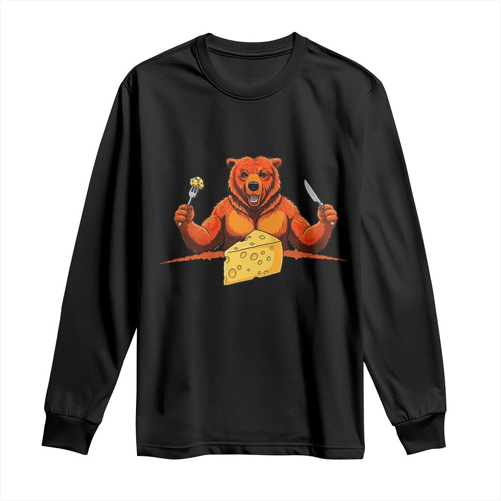 Chicago Football Rival Gift Long Sleeve Shirt Funny Bear Eating Cheese TS12 Black Print Your Wear