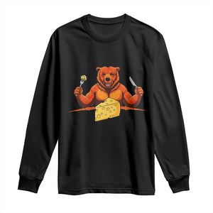 Chicago Football Rival Gift Long Sleeve Shirt Funny Bear Eating Cheese TS12 Black Print Your Wear