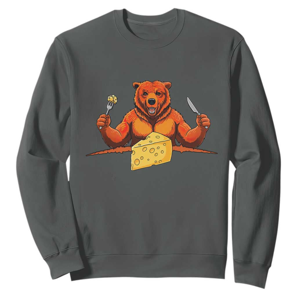 Chicago Football Rival Gift Sweatshirt Funny Bear Eating Cheese TS12 Dark Heather Print Your Wear