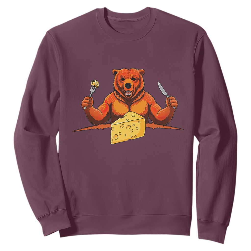Chicago Football Rival Gift Sweatshirt Funny Bear Eating Cheese TS12 Maroon Print Your Wear