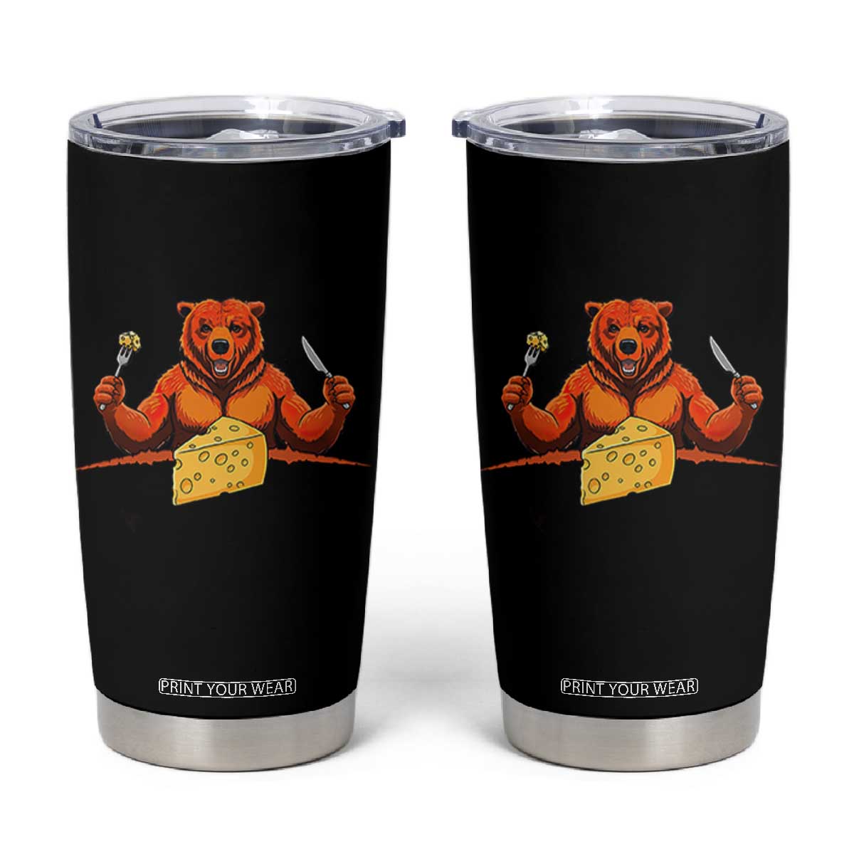 Chicago Football Rival Gift Tumbler Cup Funny Bear Eating Cheese TS12 Black Print Your Wear