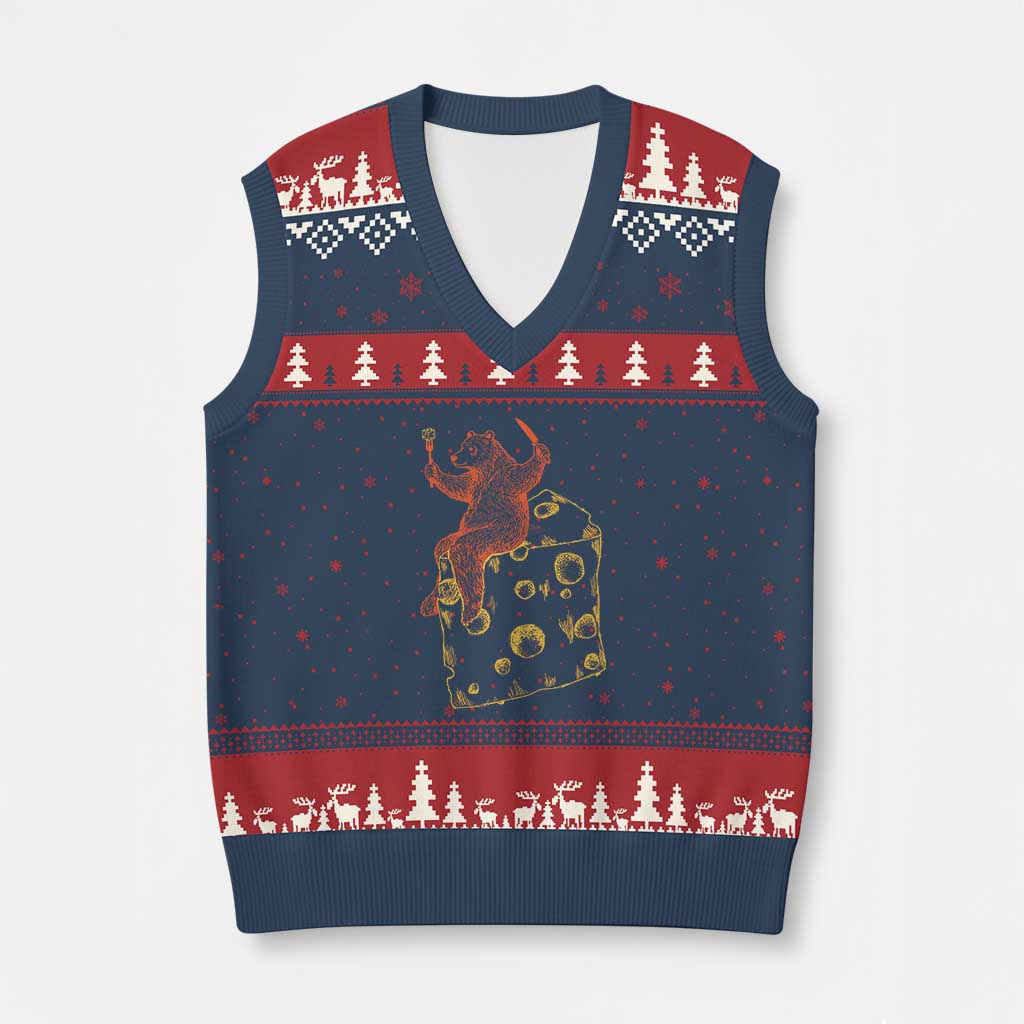 BR Eating CHZ V-Neck Knit Sweater Vest Funny Football Rival Gift TS12 Navy Red Print Your Wear