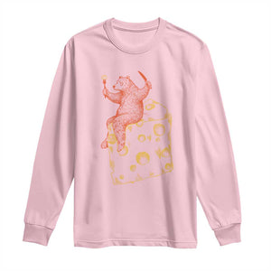 Chicago Vs Wisconsin Football Rivalry Long Sleeve Shirt Funny Bear Eating Cheese TS12 Light Pink Print Your Wear