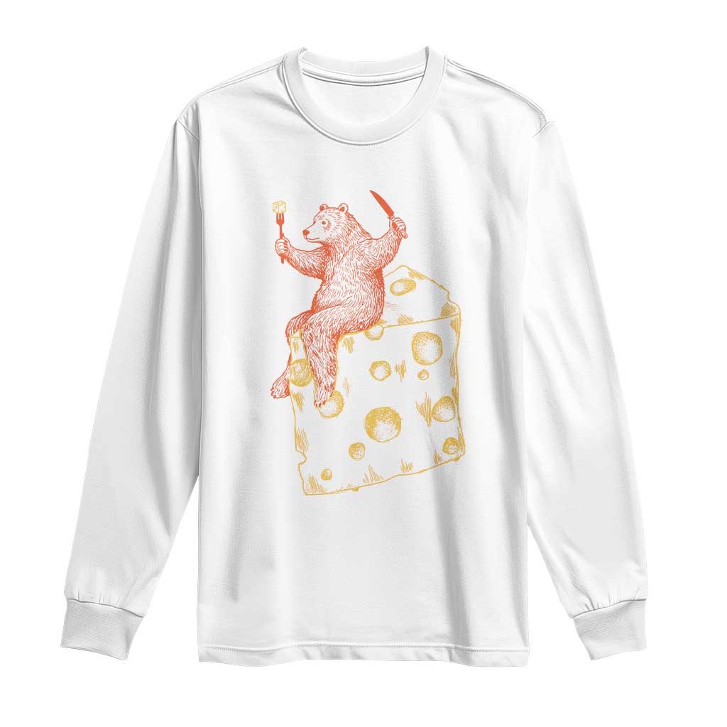 Chicago Vs Wisconsin Football Rivalry Long Sleeve Shirt Funny Bear Eating Cheese TS12 White Print Your Wear