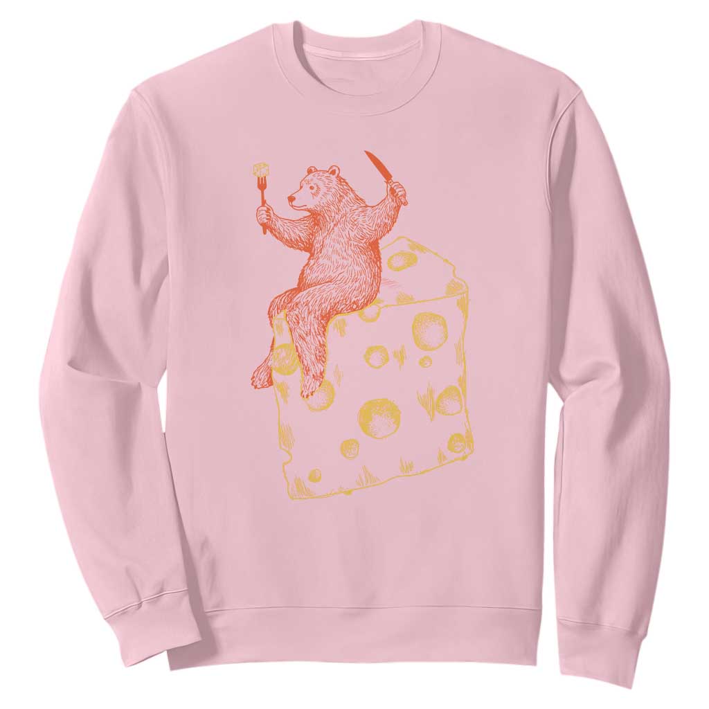 Chicago Vs Wisconsin Football Rivalry Sweatshirt Funny Bear Eating Cheese TS12 Light Pink Print Your Wear