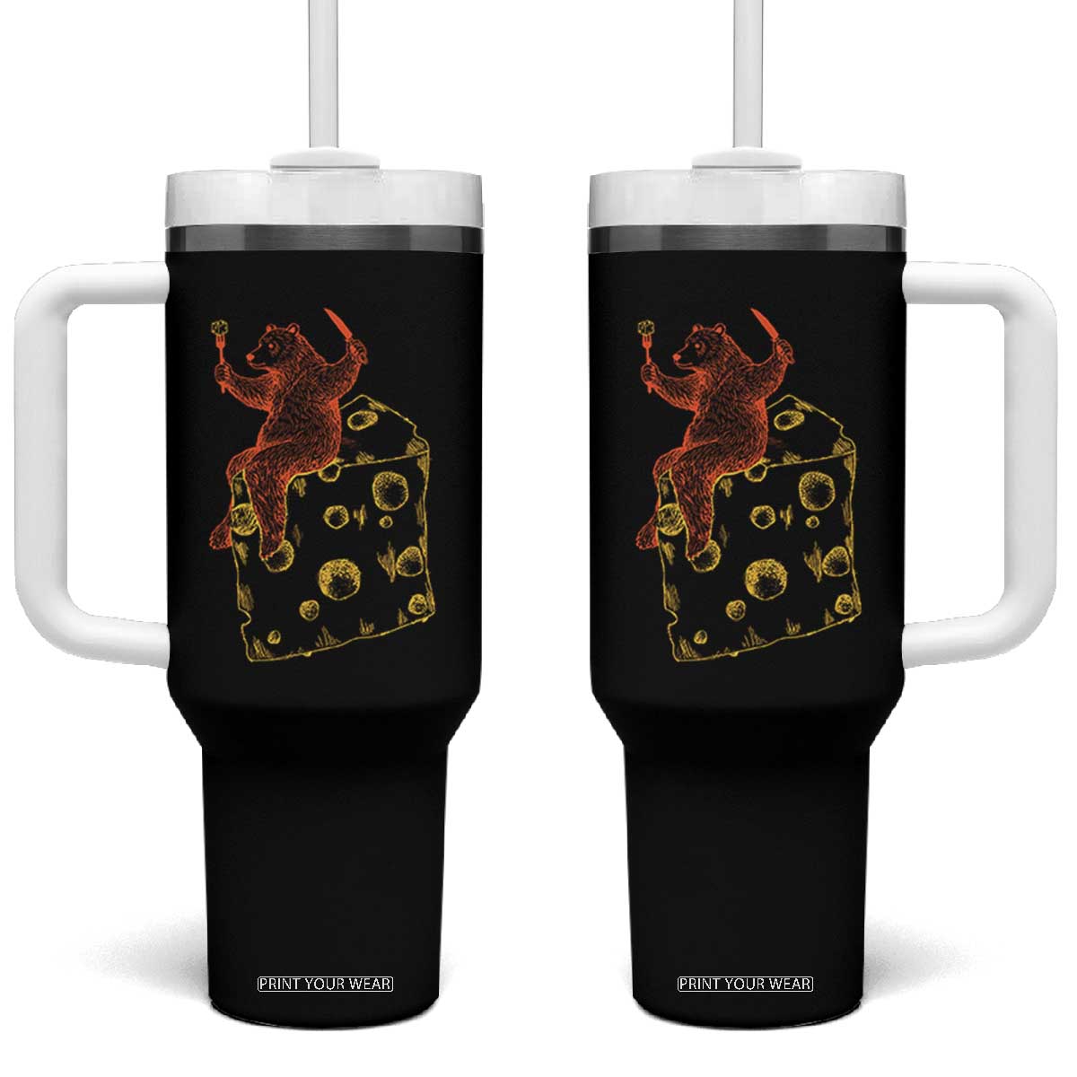 BR Eating CHZ Tumbler With Handle Funny Football Rival Gift TS12 One Size: 40 oz Black Print Your Wear