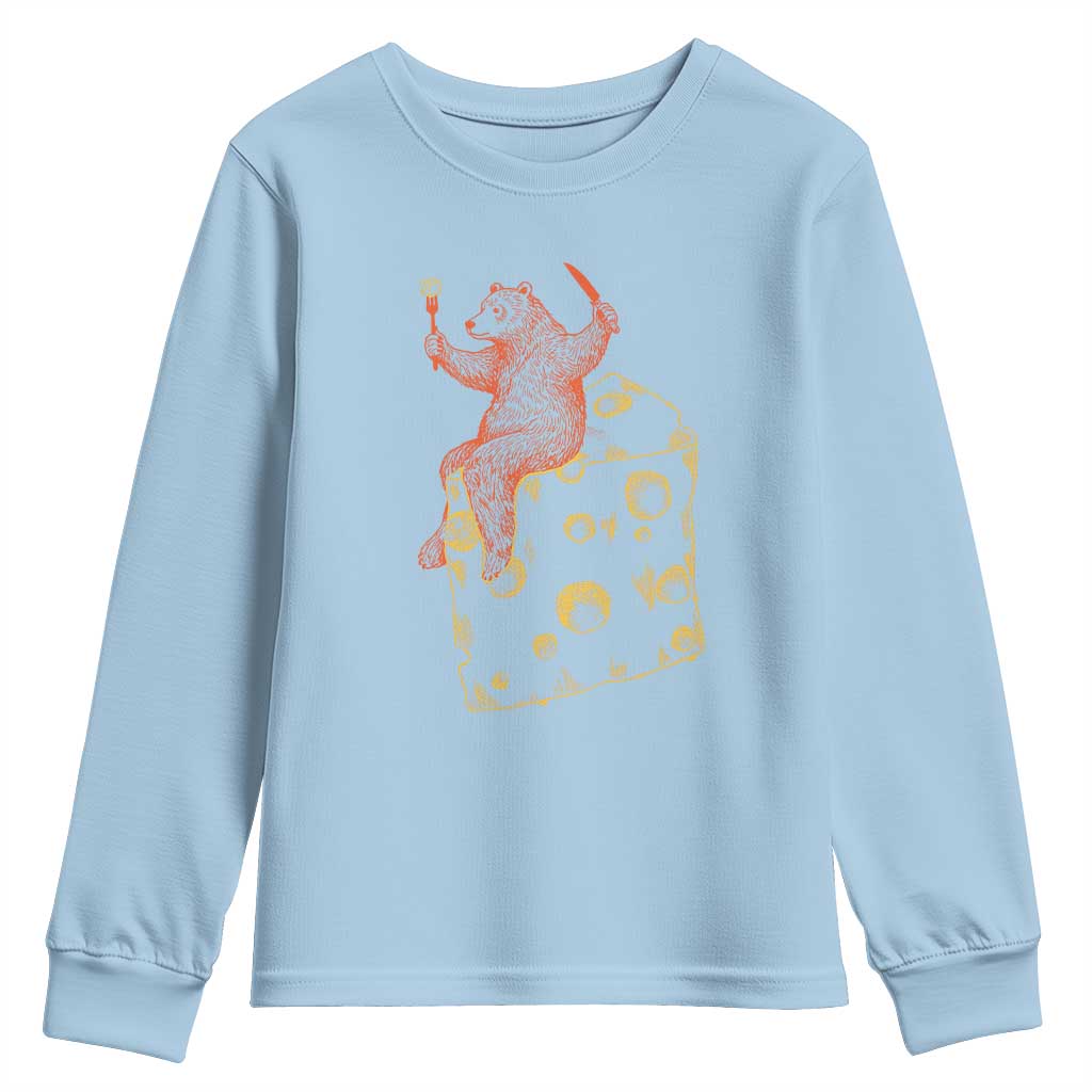 BR Eating CHZ Youth Sweatshirt Funny Football Rival Gift TS12 Light Blue Print Your Wear