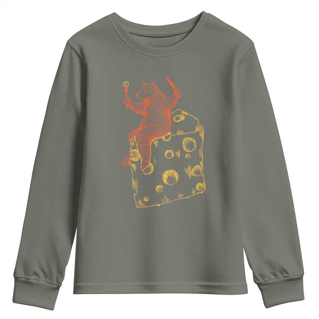 BR Eating CHZ Youth Sweatshirt Funny Football Rival Gift TS12 Military Green Print Your Wear