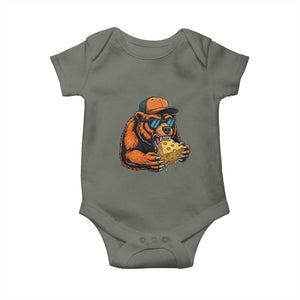 Funny Br Eating CHZ Joke Game Day Baby Onesie Gift For Football Lovers TS12 Military Green Print Your Wear