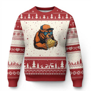 Funny Br Eating CHZ Joke Game Day Ugly Christmas Sweater Gift For Football Lovers TS12 Beige Red Print Your Wear
