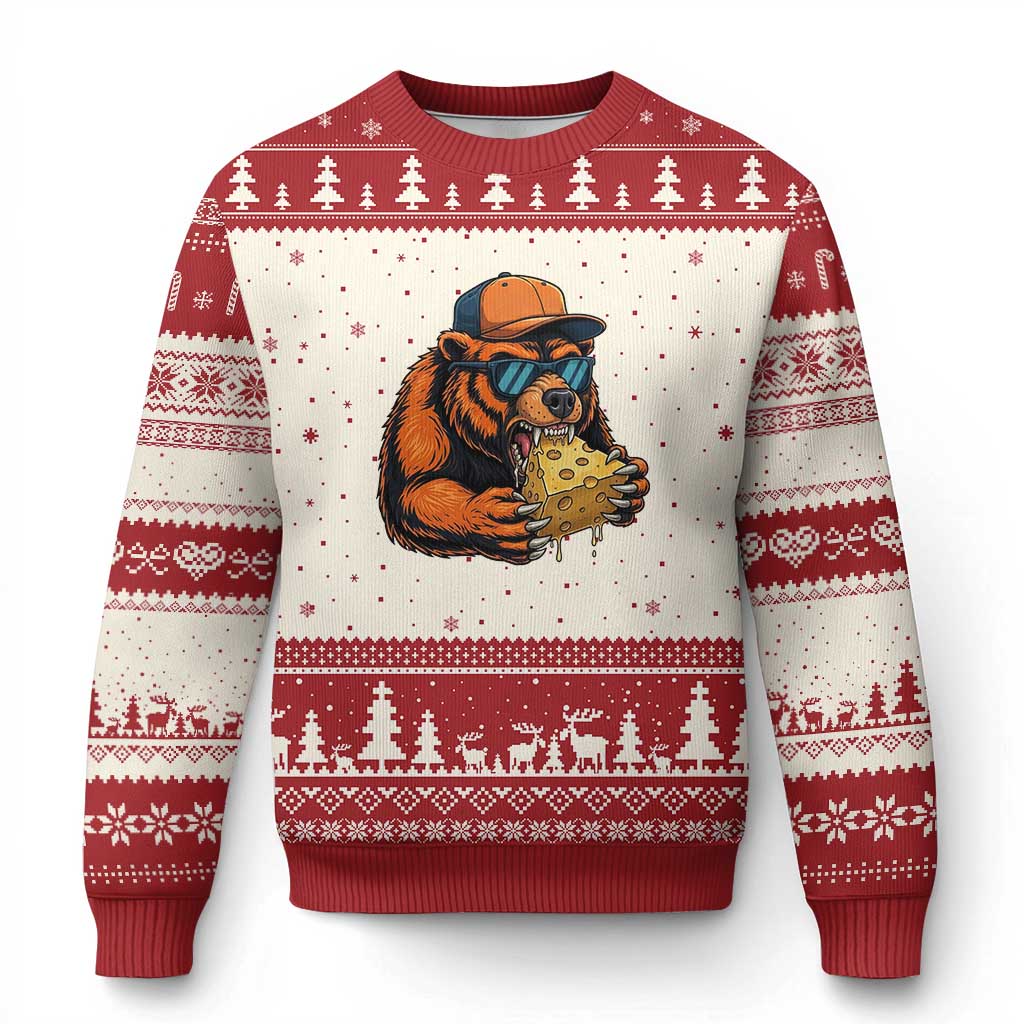 Funny Br Eating CHZ Joke Game Day Ugly Christmas Sweater Gift For Football Lovers TS12 Beige Red Print Your Wear