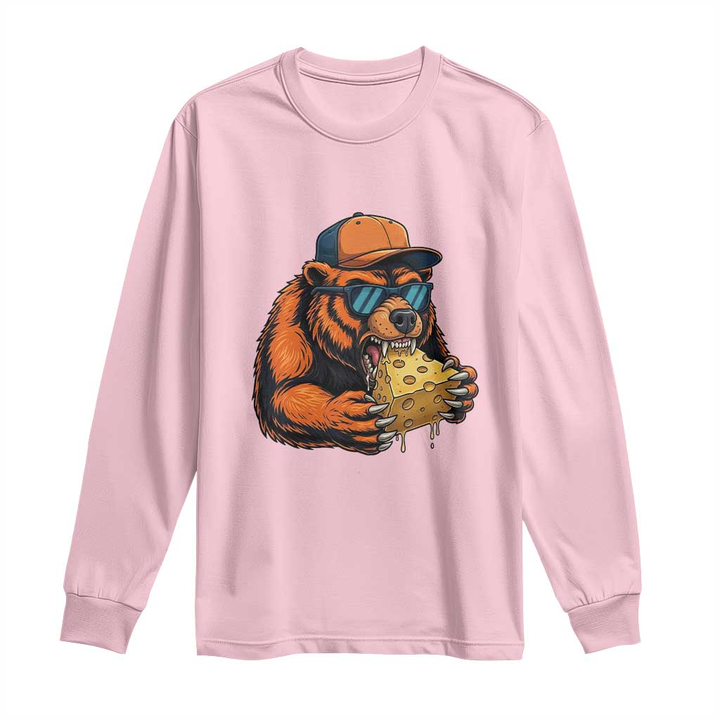 Funny Bear Eating Cheese Joke Game Day Long Sleeve Shirt Gift For Football Lovers TS12 Light Pink Print Your Wear