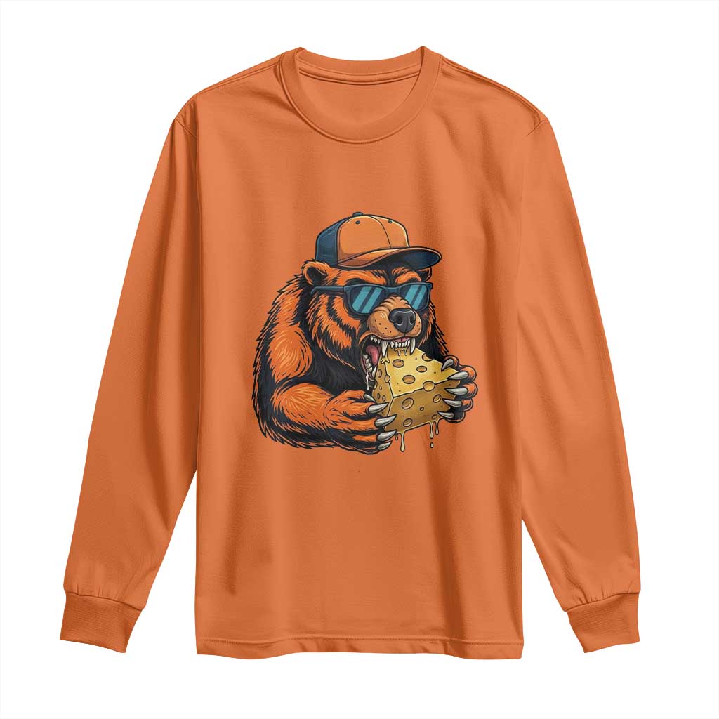 Funny Bear Eating Cheese Joke Game Day Long Sleeve Shirt Gift For Football Lovers TS12 Orange Print Your Wear