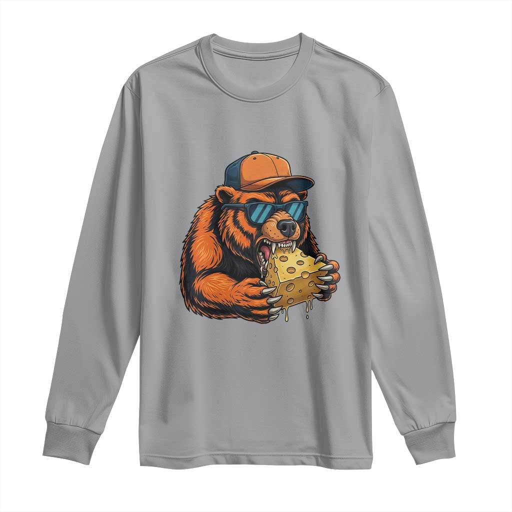 Funny Bear Eating Cheese Joke Game Day Long Sleeve Shirt Gift For Football Lovers TS12 Sport Gray Print Your Wear