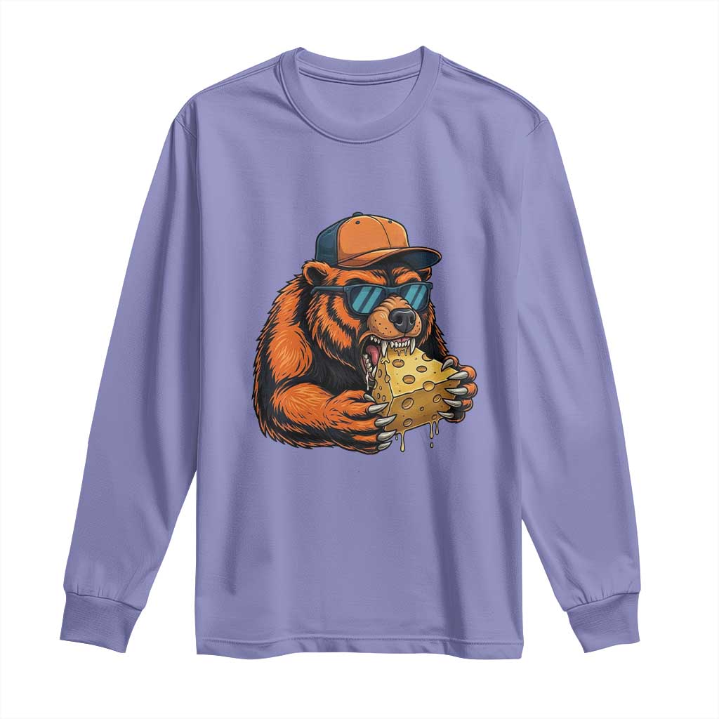 Funny Bear Eating Cheese Joke Game Day Long Sleeve Shirt Gift For Football Lovers TS12 Violet Print Your Wear