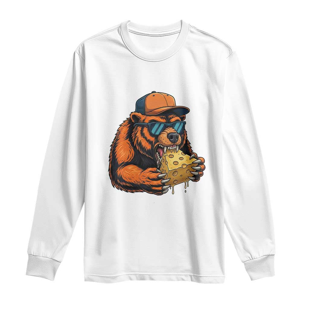 Funny Bear Eating Cheese Joke Game Day Long Sleeve Shirt Gift For Football Lovers TS12 White Print Your Wear