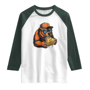 Funny Br Eating CHZ Joke Game Day Raglan Shirt Gift For Football Lovers TS12 White Dark Forest Green Print Your Wear
