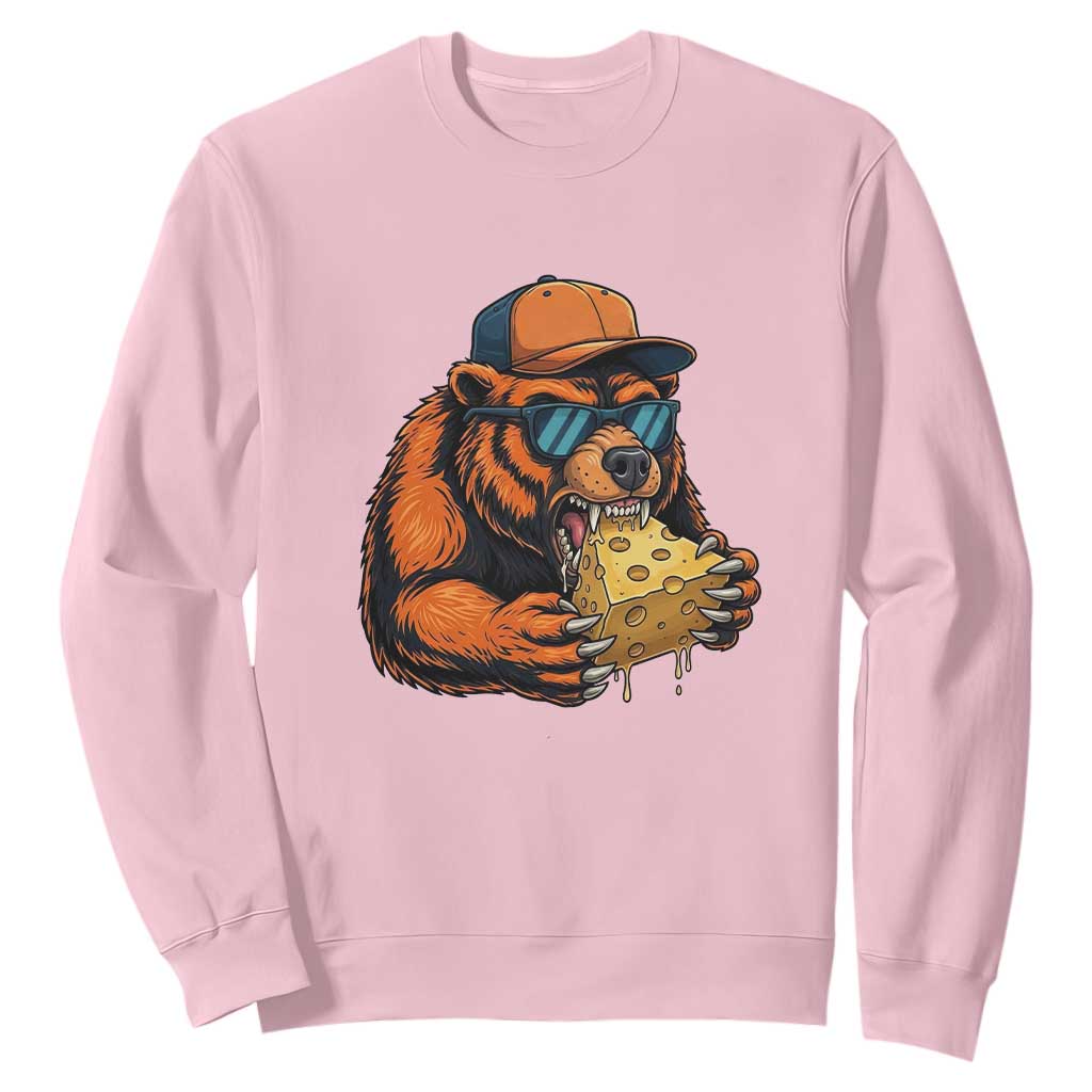 Funny Bear Eating Cheese Joke Game Day Sweatshirt Gift For Football Lovers TS12 Light Pink Print Your Wear