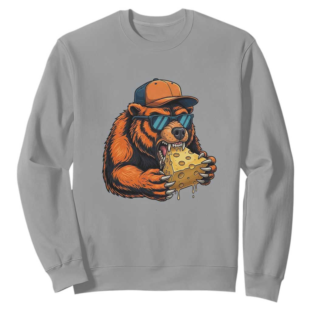 Funny Bear Eating Cheese Joke Game Day Sweatshirt Gift For Football Lovers TS12 Sport Gray Print Your Wear